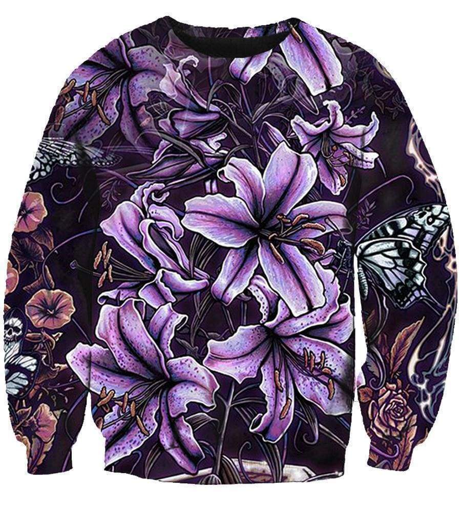 Funny Pop Evil Sweatshirts - Blooming Violet Deep Purple 3D Sweatshirt - Image 3