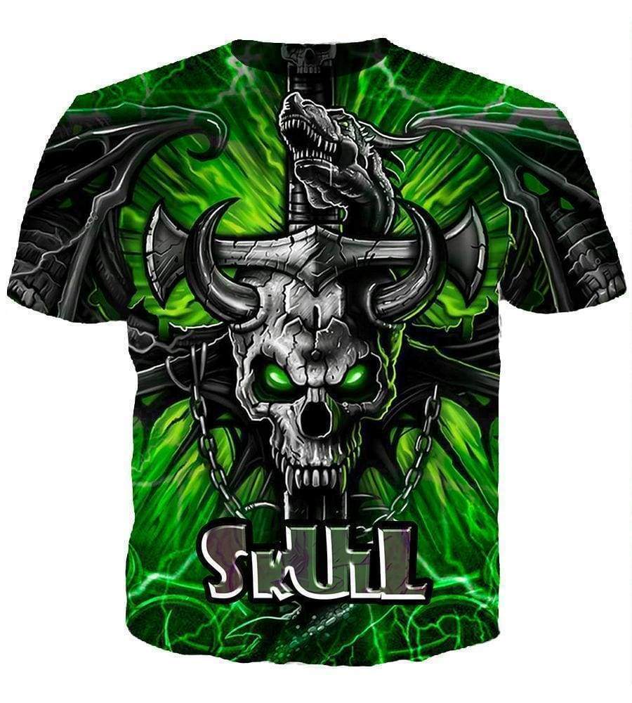 Funny Skull Hoodies - Pullover Skull In The Green Hoodie - Image 4