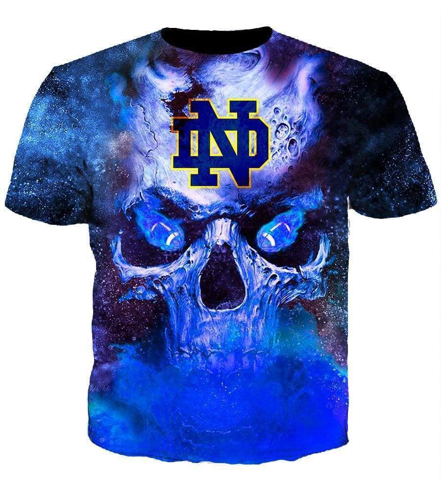 Funny Skull Notre Dame Irish Hoodies - Pullover Fighting Blue Hoodie - Image 7