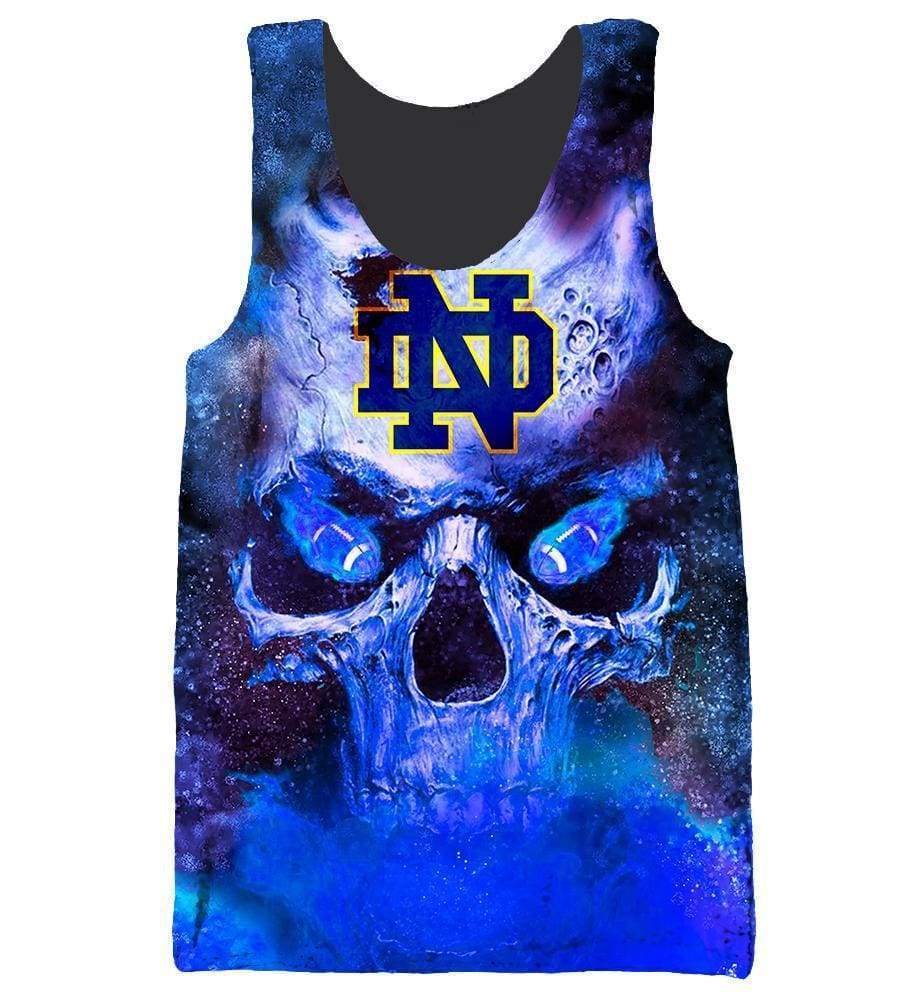 Funny Skull Notre Dame Irish Hoodies - Pullover Fighting Blue Hoodie - Image 9