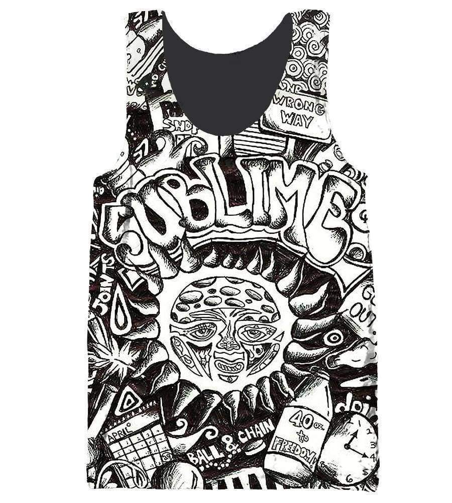 Funny Sublime Hoodies - Black And White The Sun Shines Zip Up Hoodie - Image 4