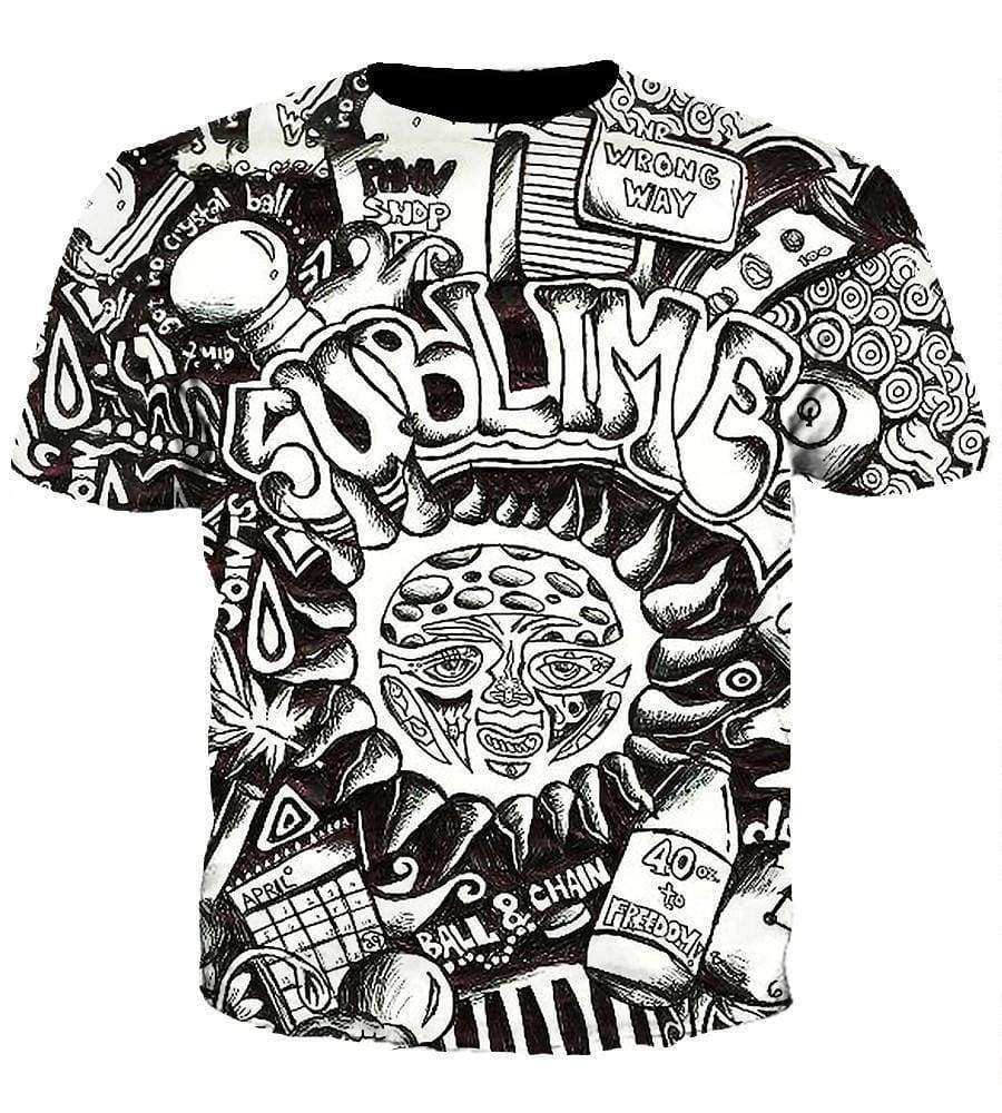 Funny Sublime Hoodies - Black And White The Sun Shines Zip Up Hoodie - Image 5