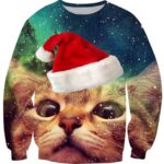 Funny Xmas Pullover Sweatshirt Cute Christmas Cat Sweatshirt