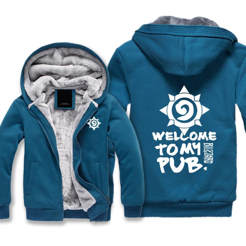 Hearthstone Jackets - Solid Color Hearthstone PUB White Logo Super Cool Fleece Jacket - Image 3