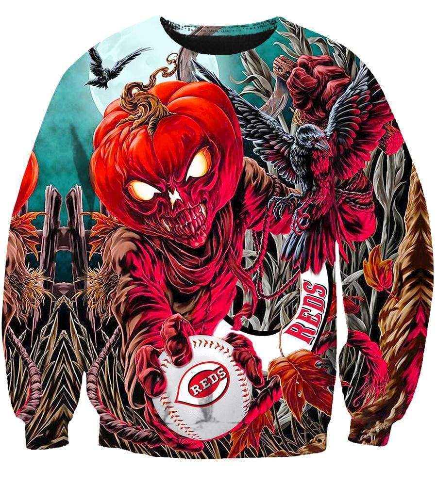 Cincinnati Reds Halloween Hoodies - Pullover Red Hoodie - Image 3