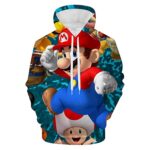 Mario Hoodie - Mario Toad Colorful 3D Full Print Drawstring Hooded Pullover Sweatshirt