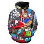 Mario Hoodie - Super Mario Odyssey Colorful 3D Full Print Drawstring Hooded Pullover Sweatshirt