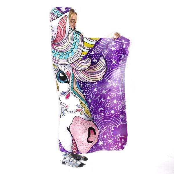 Miracle Unicorn Hooded Blanket - Cut White Blanket - Image 3