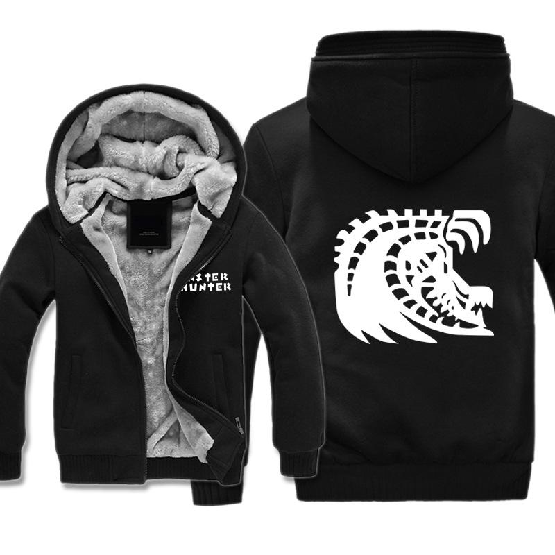 Monster Hunter Jackets - Solid Color Monster Hunter Black Eclipse Dragon Icon Super Cool Fleece Jacket - Image 4