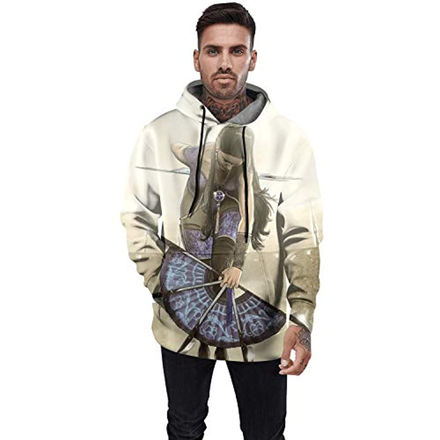 Mortal Kombat Hoodie - Kitana Beige Unisex 3D Print Pullover Drawstring Hoodie - Image 3
