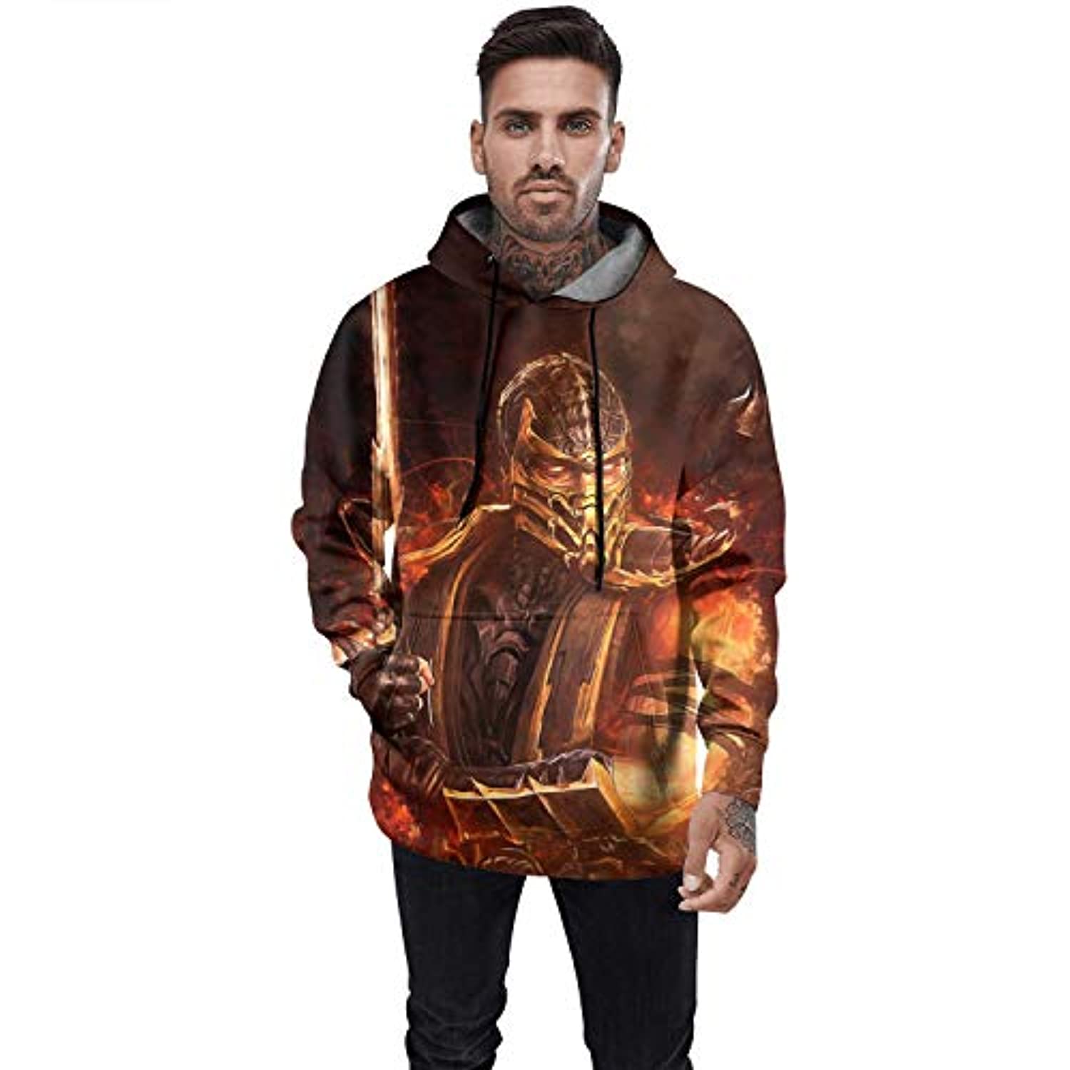 Mortal Kombat Hoodie - Scorpion 3D Print Pullover Drawstring Hoodie - Image 3