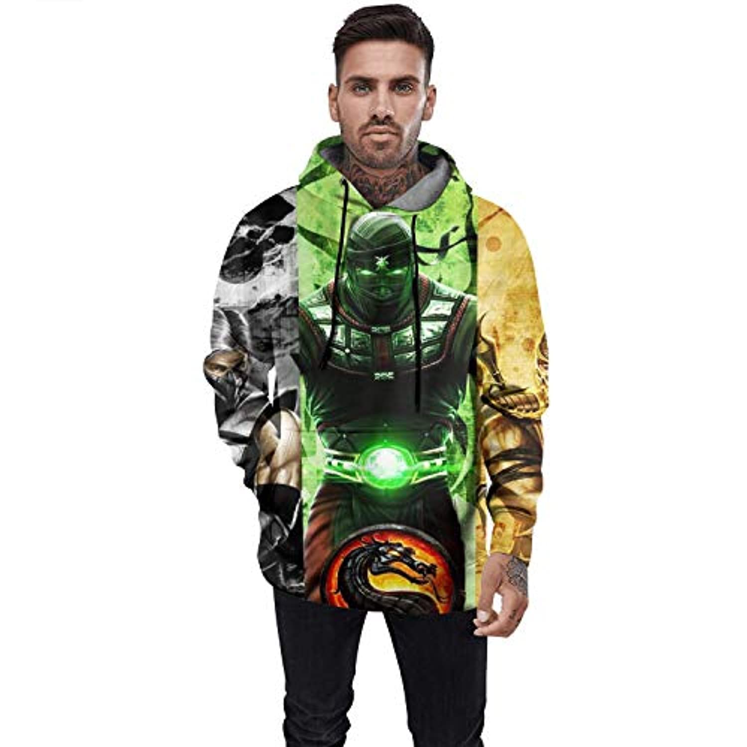 Mortal Kombat Hoodie - Scorpion-Raiten 3D Print Pullover Drawstring Hoodie Unisex - Image 3