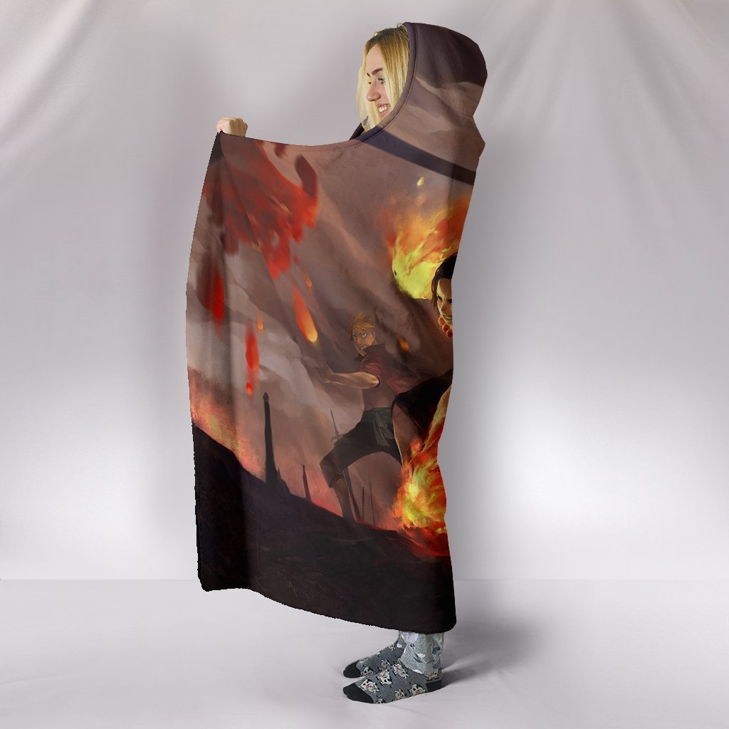 One Piece Hooded Blanke - Ace And Luffy Grey Blanke - Image 3