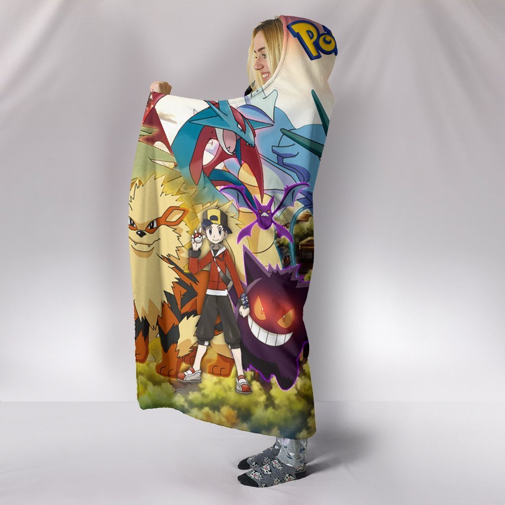 Pokemon Characters Hooded Blanket - Two Boys Green Blanket - Image 3