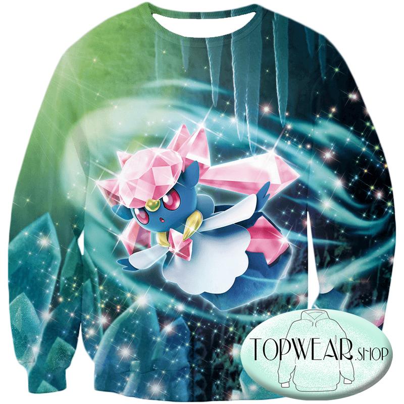 Pokemon Hoodies - Fairy Rock Type Pokemon Diancie Zip Up Hoodie - Image 3