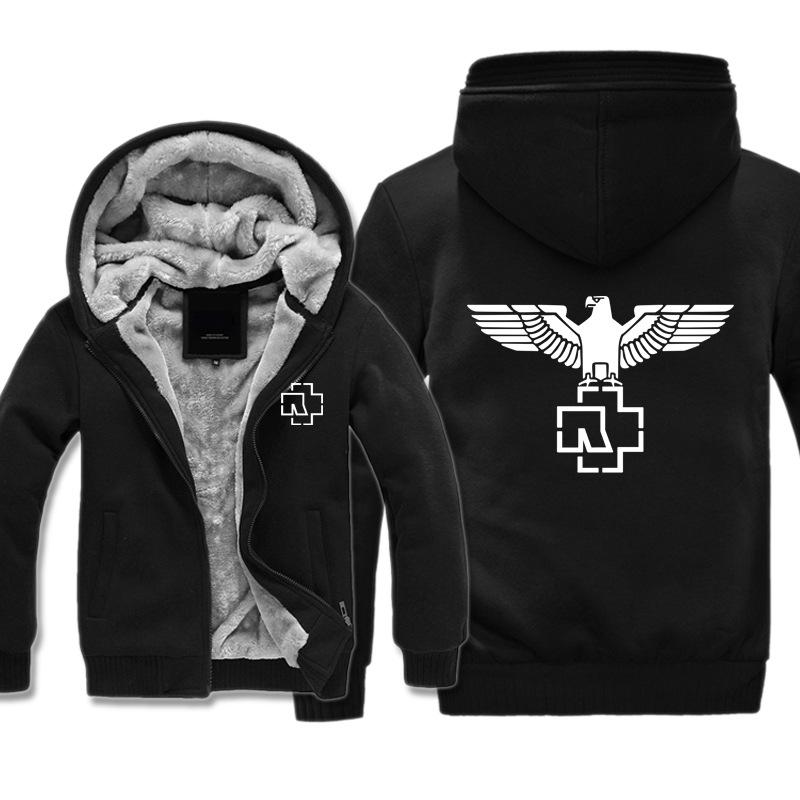 Rammstein Jackets - Solid Color Rammstein Series Silver Hawk Super Cool Fleece Jacket - Image 5