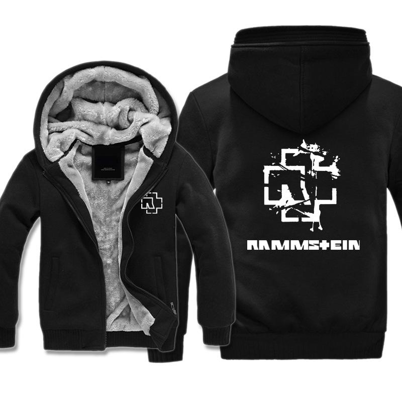 Rammstein Jackets - Solid Color Rammstein White Sign Fleece Jacket - Image 3