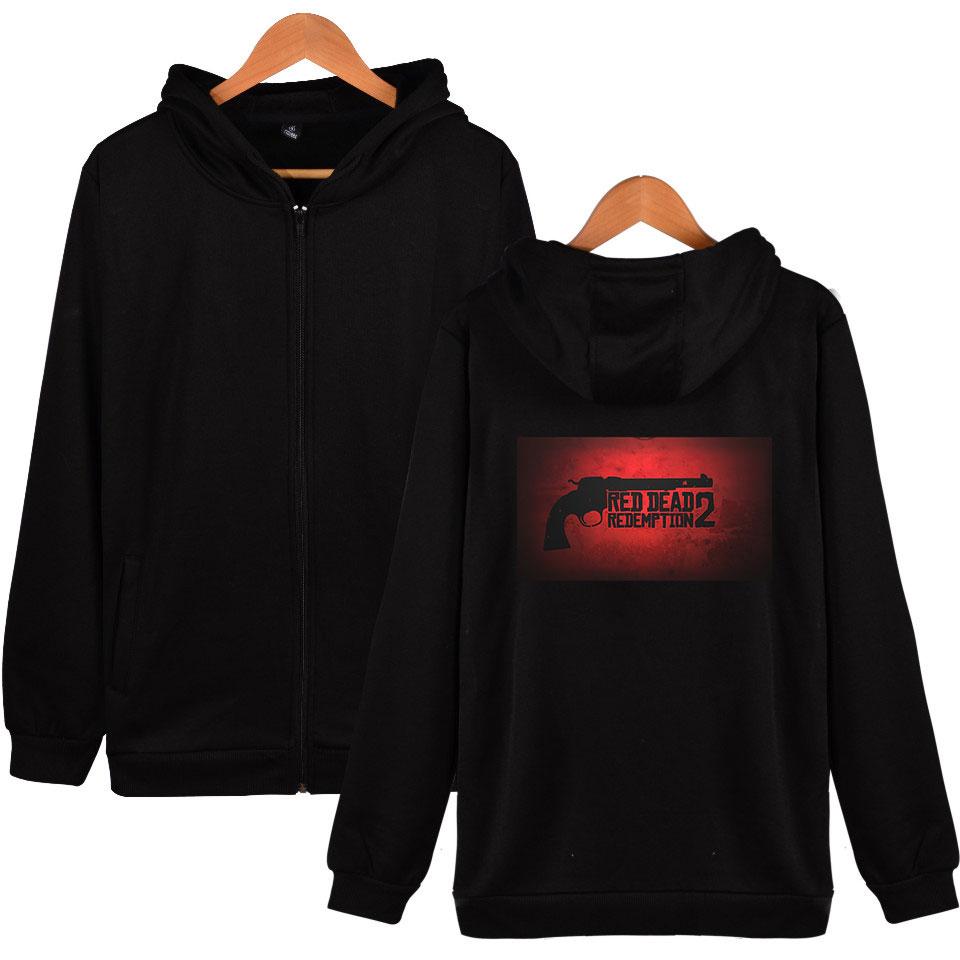 Red Dead Redemption 2 Hoodies - Solid Color Red Dead Redemption 2 Pistol Icon Zip Up Hoodie - Image 5