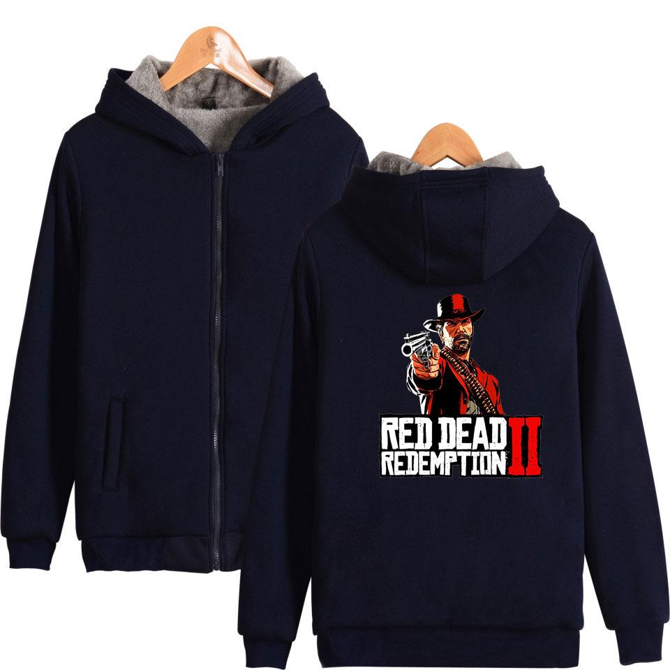 Red Dead Redemption 2 Jackets - Solid Color Red Dead Redemption Super Cool Fleece Jacket - Image 3