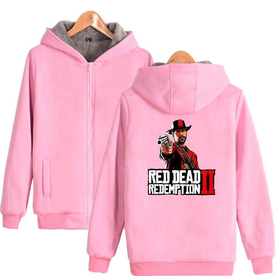 Red Dead Redemption 2 Jackets - Solid Color Red Dead Redemption Super Cool Fleece Jacket - Image 4