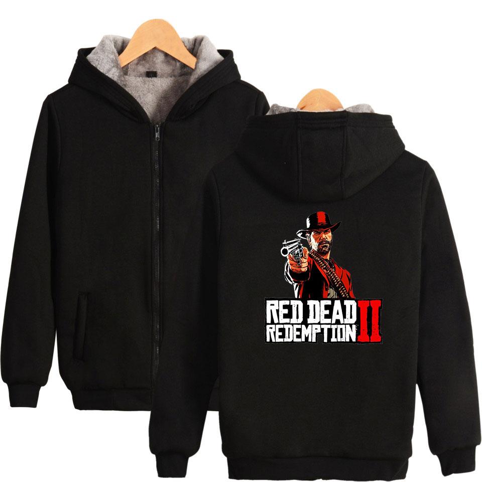 Red Dead Redemption 2 Jackets - Solid Color Red Dead Redemption Super Cool Fleece Jacket - Image 5