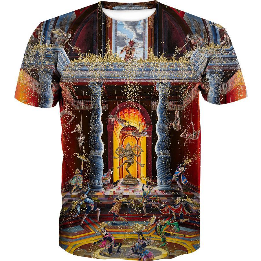 Renaissance Art Hoodies - Pullover Red Church 3D Hoodie - Image 4