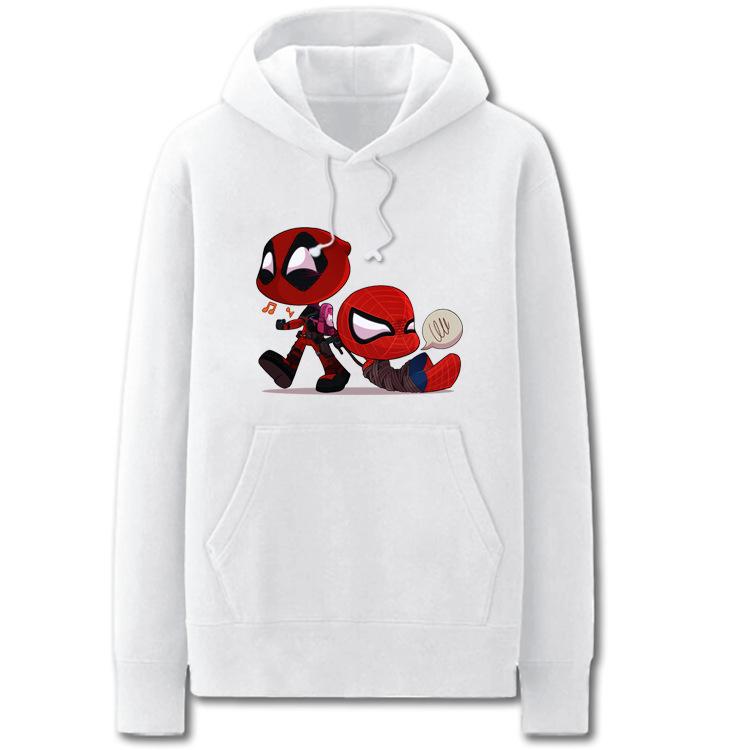 Spiderman and Deadpool Hoodies - Cute Solid Color Spiderman and Deadpool Cartoon Style Funny Fleece Hoodie - Image 5