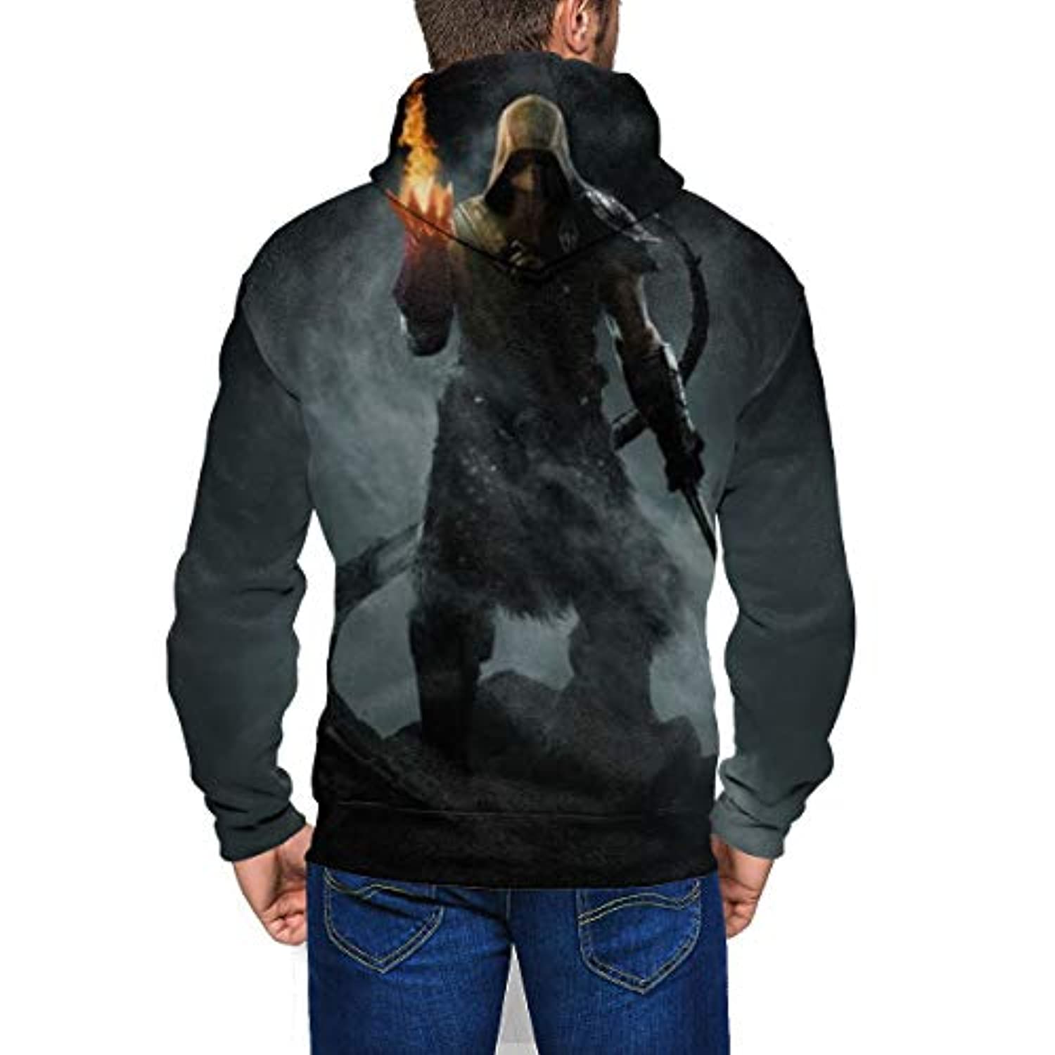 THE ELDER SCROLLS Hoodies - Skyrim Dragonborn Black Zip Up Drawstring Hoodie with Pocket - Image 3
