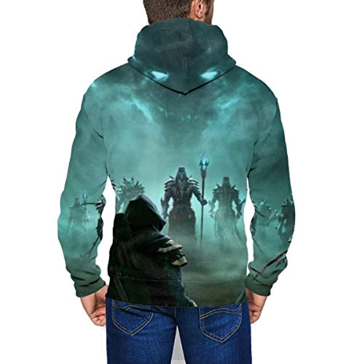 THE ELDER SCROLLS Hoodies - Skyrim Dragonborn Blue Zip Up Drawstring Hoodie with Pocket - Image 3