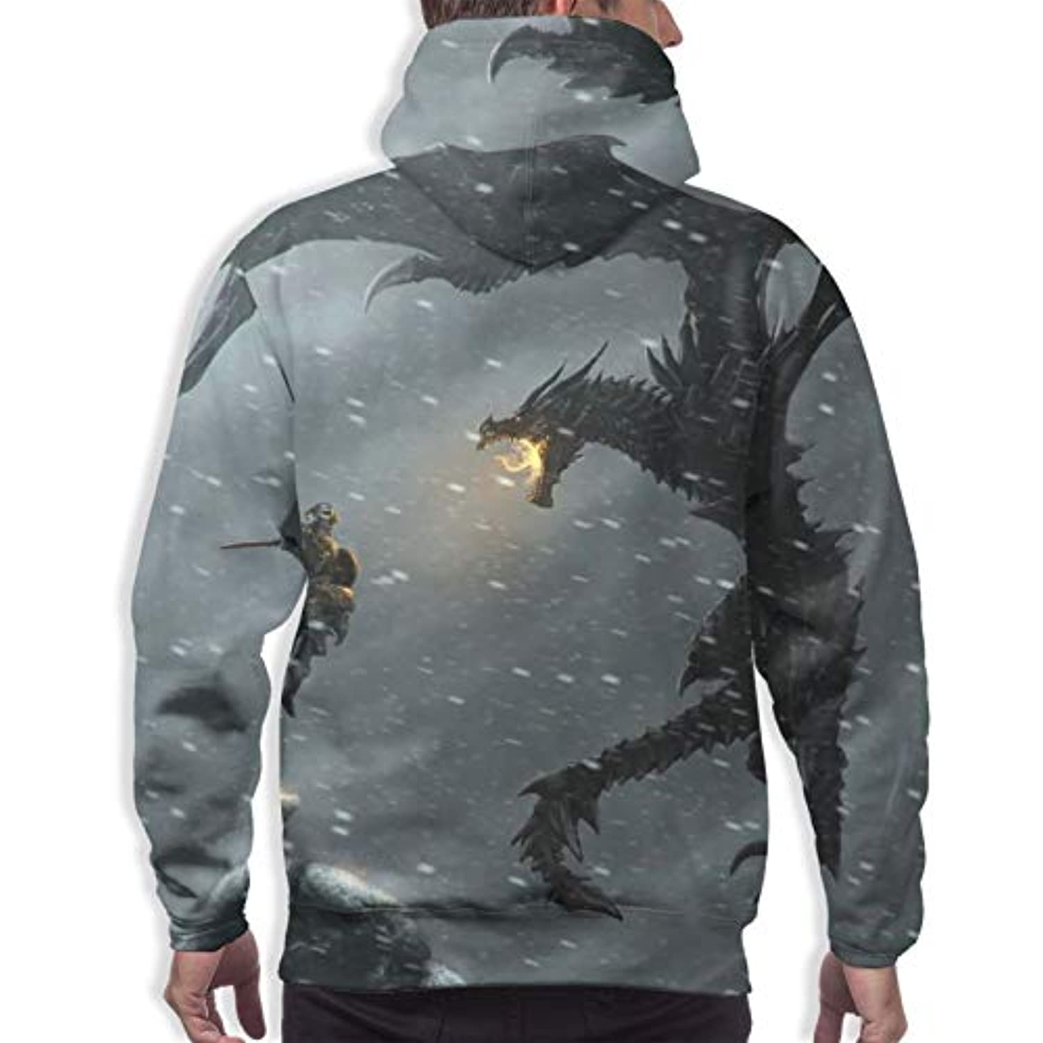 THE ELDER SCROLLS Hoodies - Skyrim Hoodie Dragon 3D Print Pullover Drawstring Hoodie - Image 3