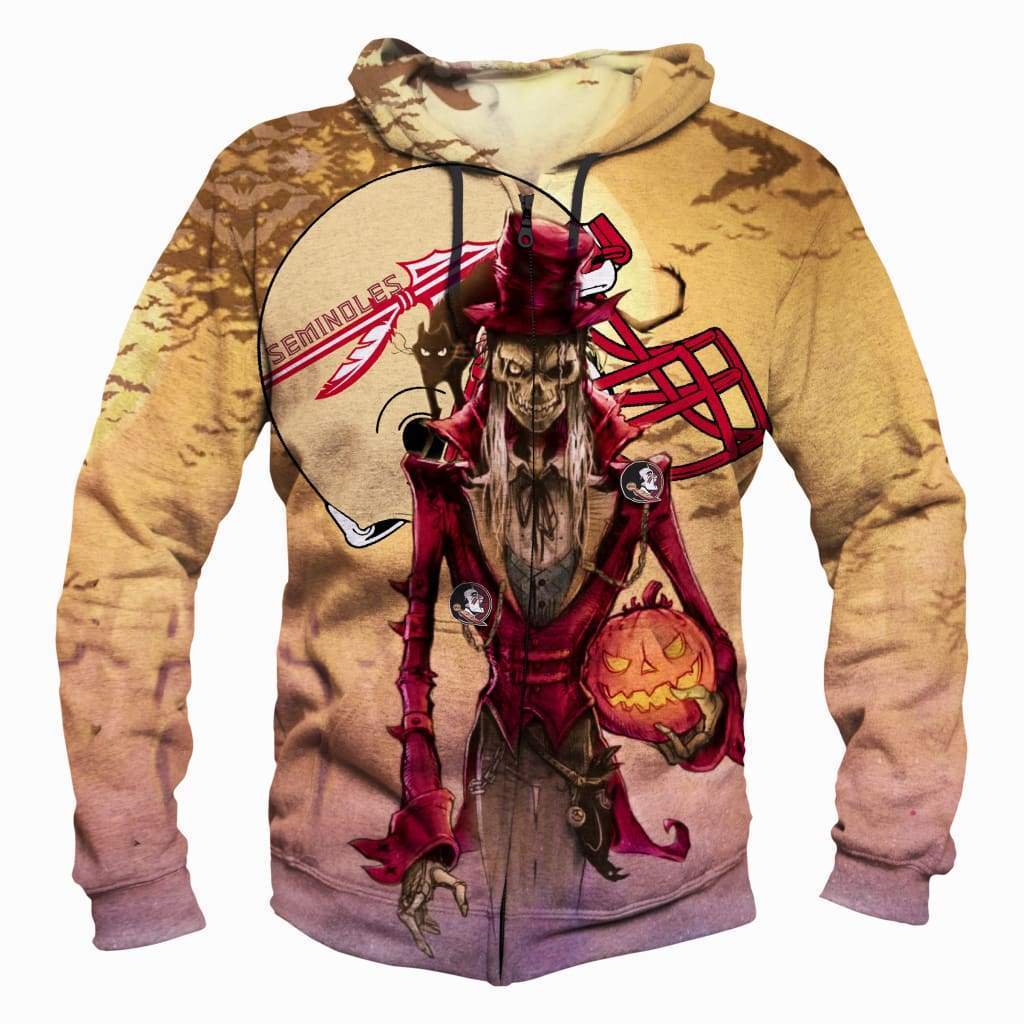Trick or Treat Florida State Seminoles Hoodies - Pullover Yellow Hoodie - Image 3