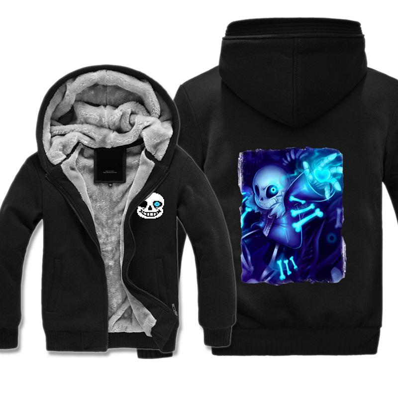 Undertale Jackets - Solid Color Undertale Throw The Bone Super Cool Fleece Jacket - Image 3