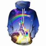 Unicorn Rainbow 3D Print Realistic Pullover Hoodie Hooded Sweatshirt