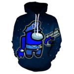 Video Game Among Us Hoodie - 3D Print Dark Blue Drawstring Pullover Hoodie