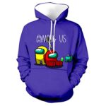 Video Game Among Us Hoodie - 3D Print Purple Drawstring Pullover Hoodie