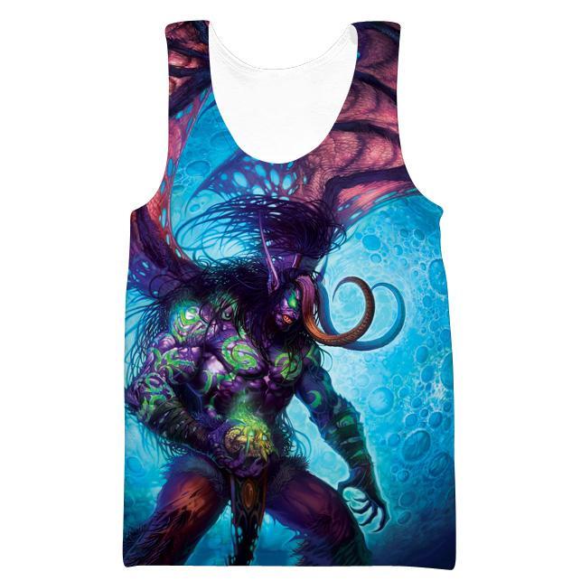 World of Warcraft Demon Illidan Hoodies - Pullover Blue-Red Hoodie - Image 3