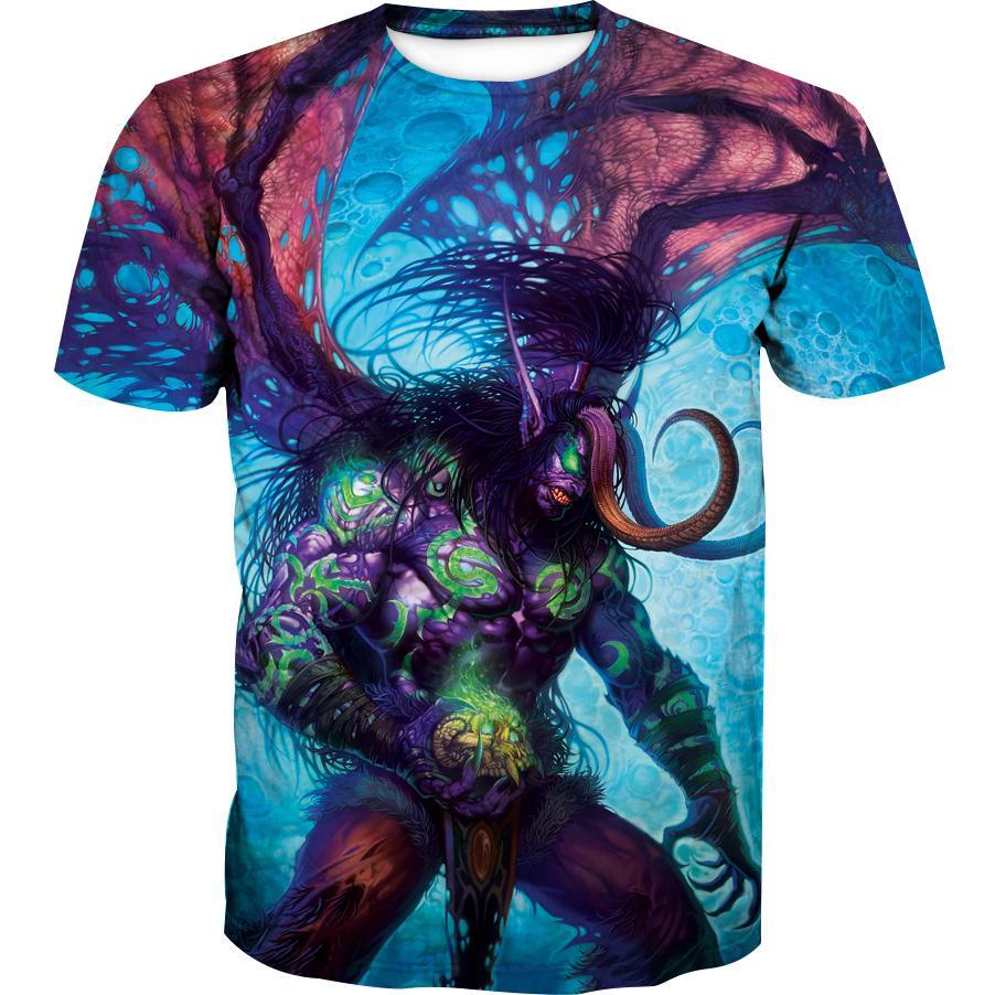World of Warcraft Demon Illidan Hoodies - Pullover Blue-Red Hoodie - Image 4